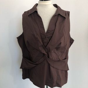 Lane Bryant Brown Faux Wrap Blouse18/20